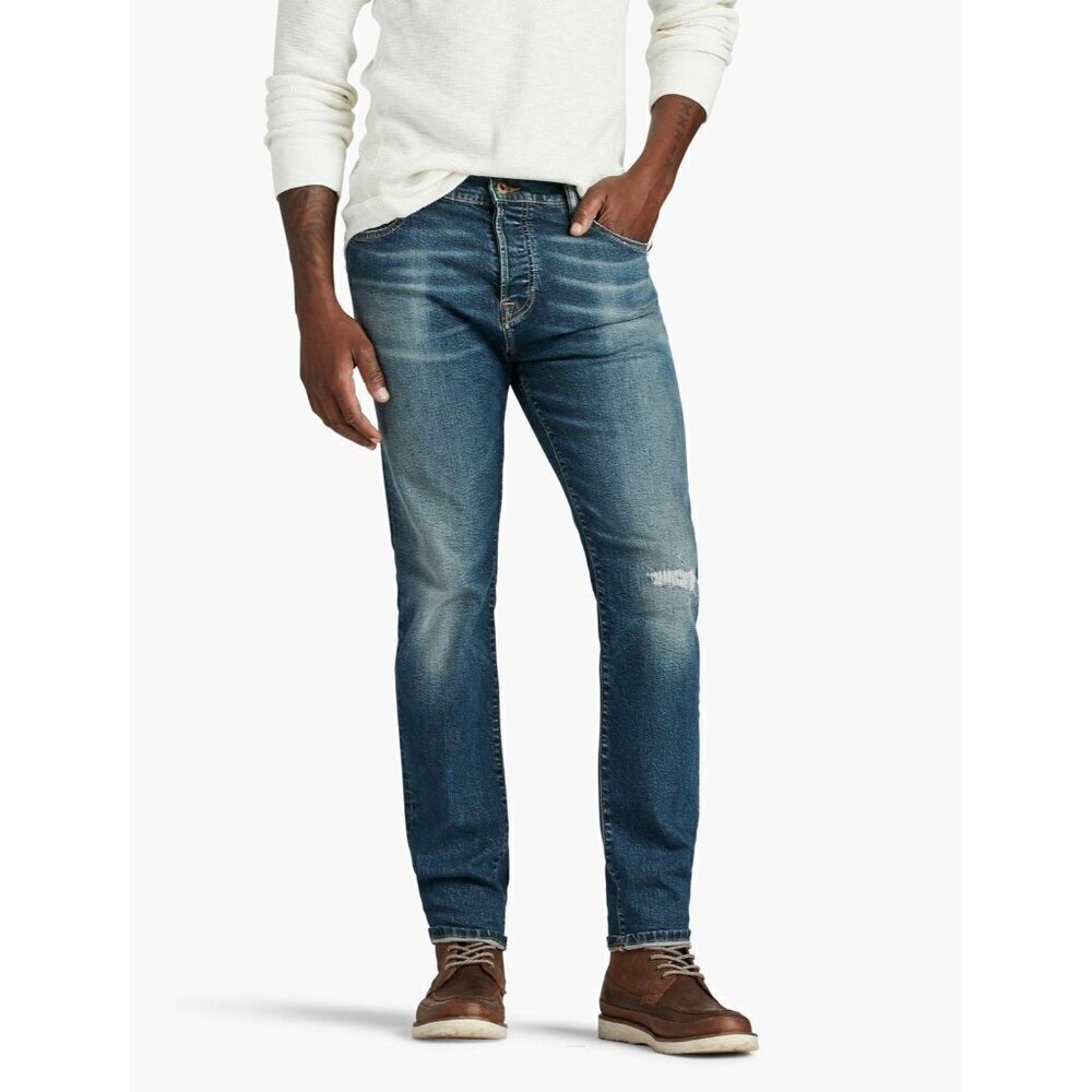 Lucky Brand 76 Low Rise Skinny Jeans Mens 28x32  Medium Wash Distressed Denim